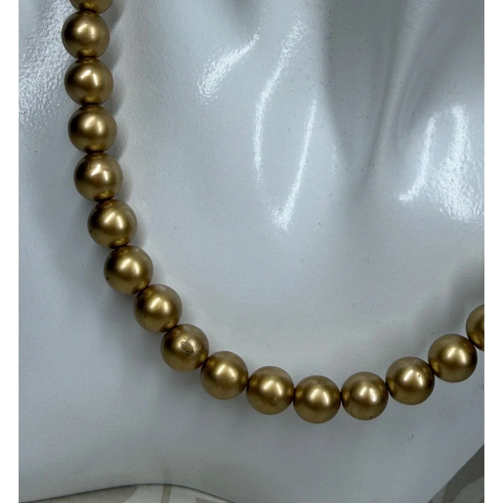 Richelieu Vintage Gold Faux Pearl Strand Necklace Choker Clasp 18 Inch 60s